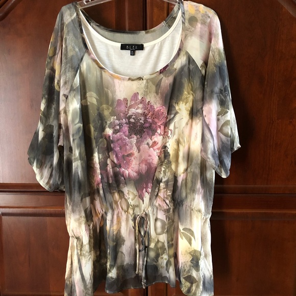 B.L.E.U. Tops - B.L.E.U. Embellished Sheer top. Size 3x.